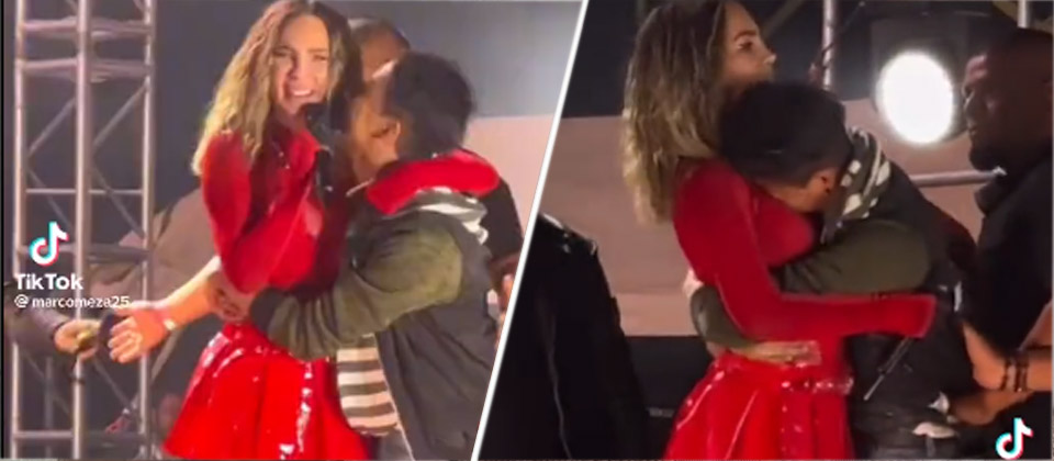 Belinda afirma que resultó lastimada por fan que se le lanzó en pleno concierto