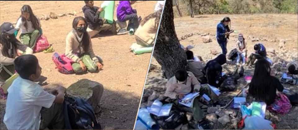 Al aire libre, así reciben clases los niños de una escuela en México