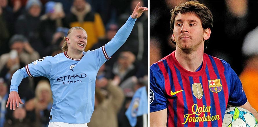 Haaland iguala récord de Messi y marca 5 goles en un solo partido de Champions