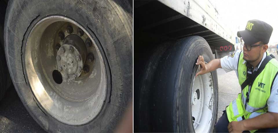 Sancionan unidades del transporte de carga por circular con sobrepeso y llantas en mal estado