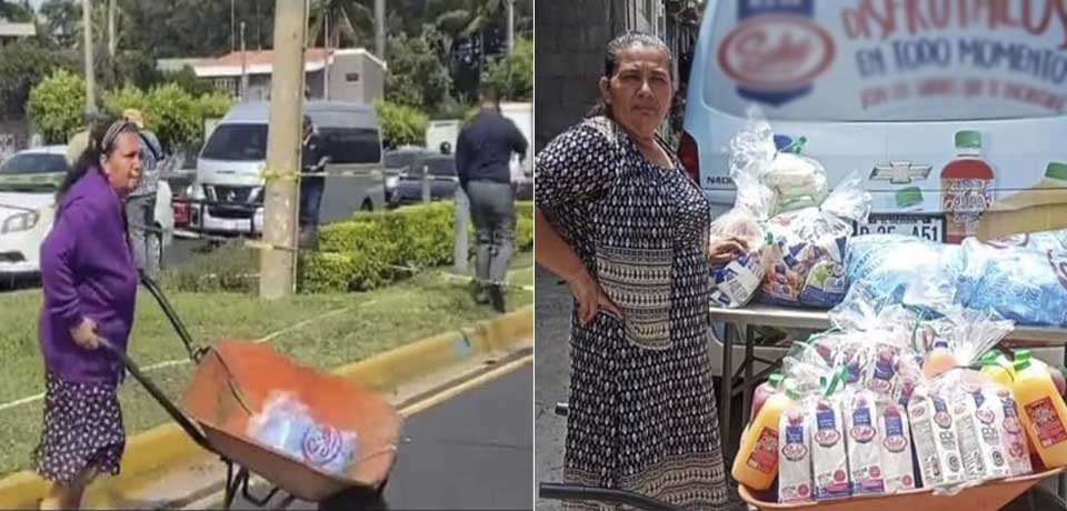 Mujer que regaló agua durante accidente es bendecida con dotación de productos