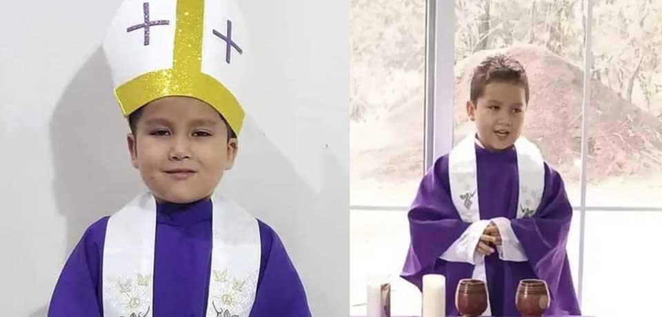 <strong>Niño celebra cumpleaños con temática religiosa</strong>