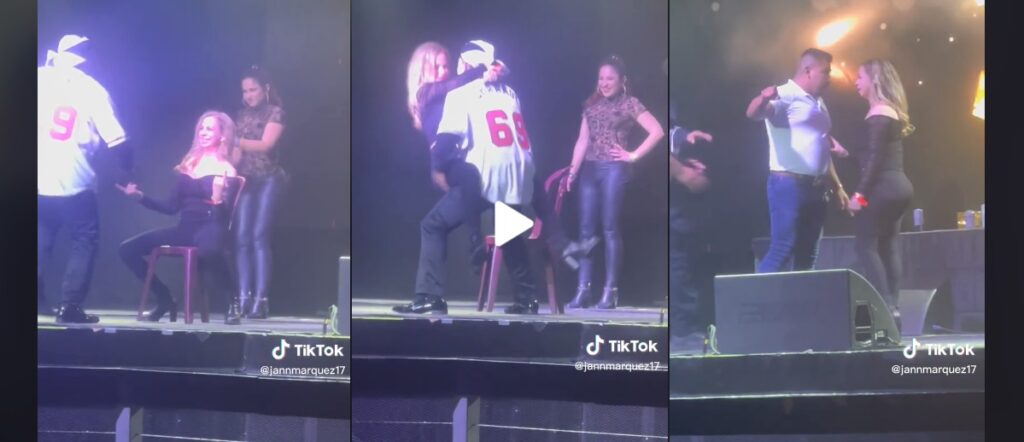 Hombre reclama a su esposa por bailar de forma provocativa con un payaso en pleno show | VIDEO