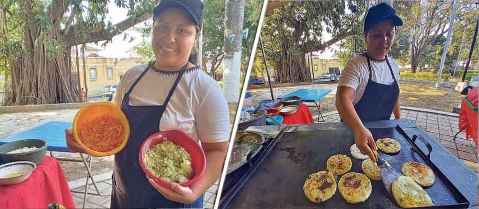 Salvadoreña ofrece las primeras pupusas de güisquil y papas