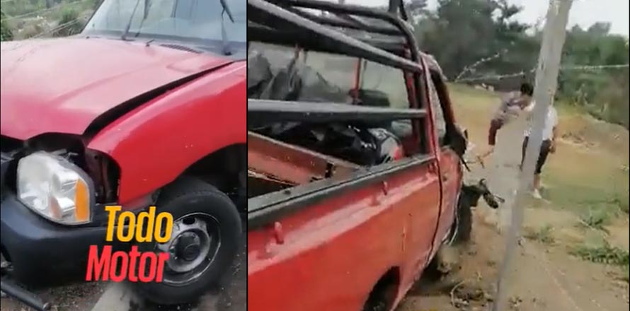Rastra saca del camino a pick up y provoca fuerte accidente en carretera a Sonsonate