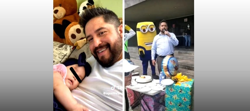 Papá celebra el cumpleaños de su hija frente al tribunal ya que no lo dejan verla | VIDEO