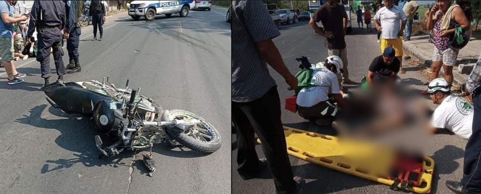Mujer se cruza la calle para abordar el bus, pero no vio que una motocicleta se aproximaba rápidamente