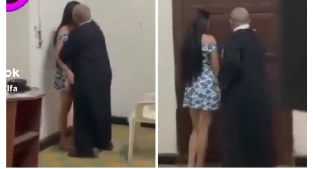 Encuentran a sacerdote besando y acariciando a una joven dentro de la iglesia (VIDEO)