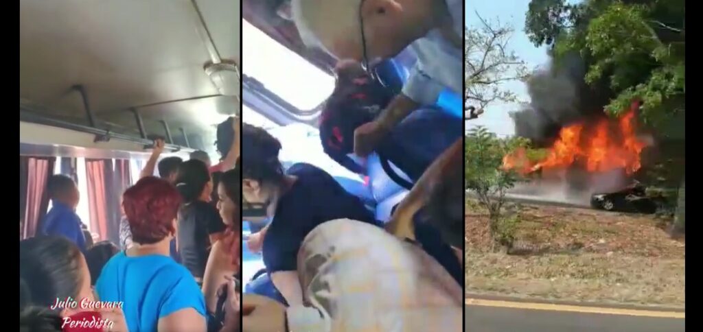 «¡Bajen rápido!»: Momentos de angustia vivieron pasajeros de un autobús que se incendió esta mañana (VIDEO)