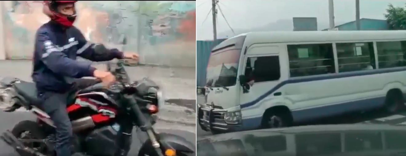 Obligan a microbusero a retroceder tras hacer un giro prohibido en San Salvador (VIDEO)