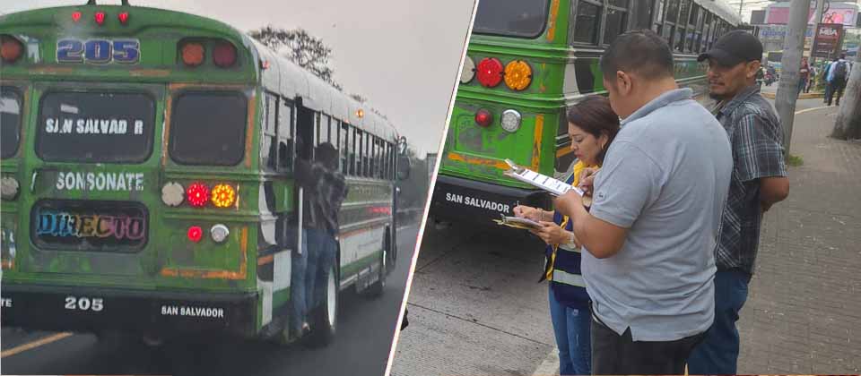 Sancionan a busero de la ruta 205 por llevar pasajeros en las puertas