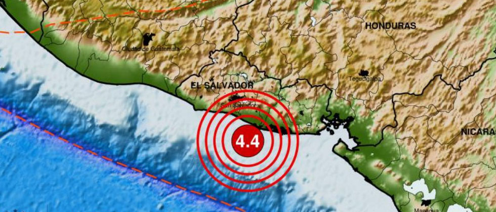 Sismo de 4.4 sacude el territorio salvadoreño esta mañana de viernes  