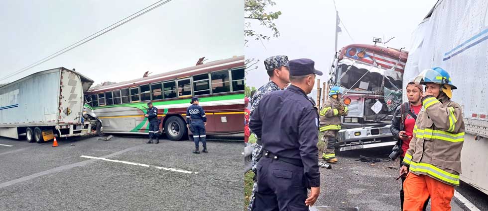 Varios lesionados tras choque de rastra y autobús de la Ruta 116