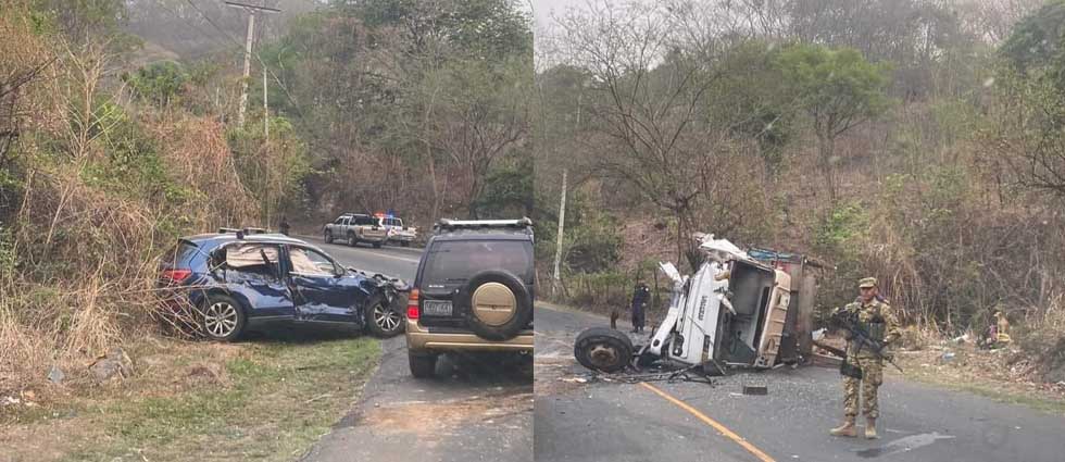 Reportan lesionados tras fuerte accidente de tránsito carretera hacia el desvío de San Vicente