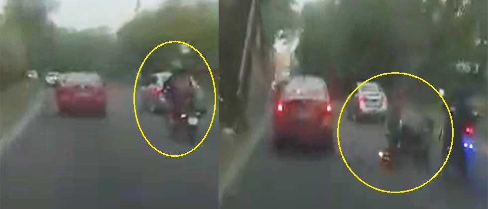 VIDEO: Captan el momento en que motociclista choca contra vehículo sobre carretera de Oro
