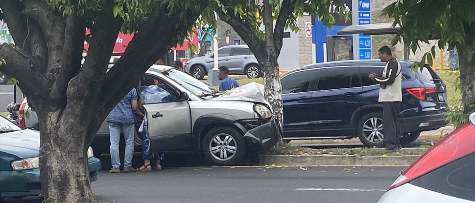 Conductor pierde el control y se estrella contra un árbol en colonia Escalón