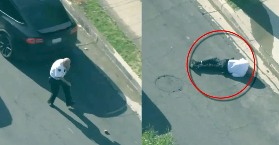 Agente policial se desploma luego de ser atacado por un enjambre de abejas