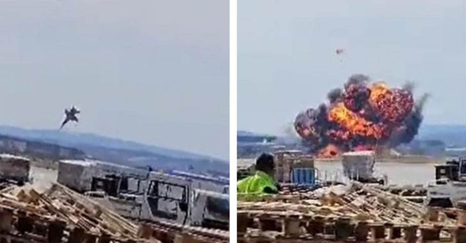 Avión caza F18 se estrella en la base aérea de Zaragoza, España