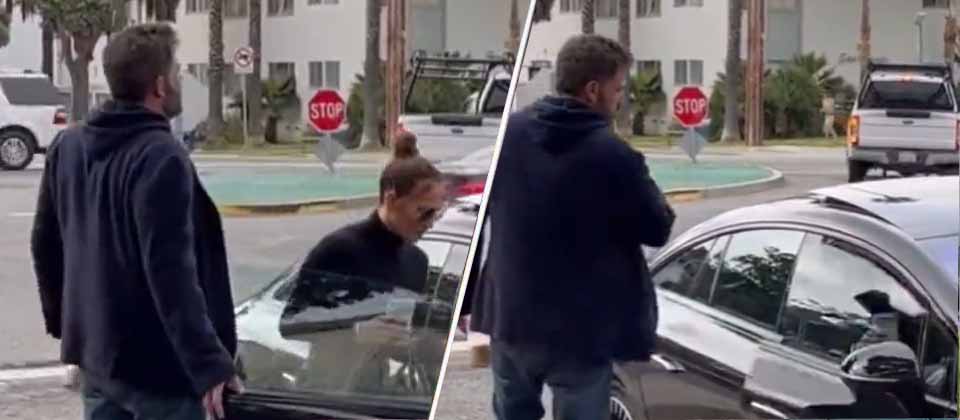 Captan a Ben Affleck aventando la puerta del carro a Jennifer López