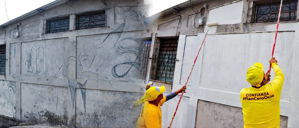Continúan eliminando grafitis que pandilleros usaban para sembrar temor en la población  