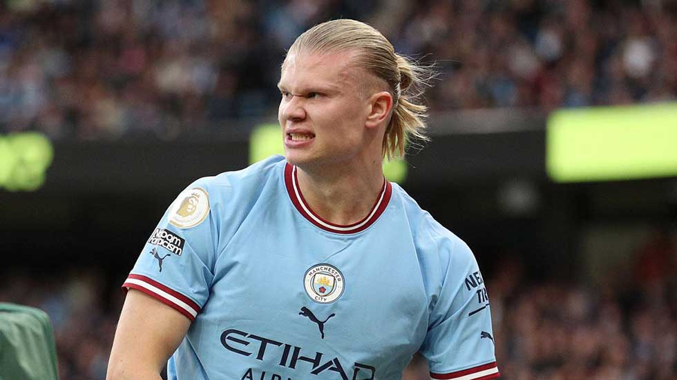 Histórico: Haaland rompe el récord de goles de la Premier a falta de cinco partidos 