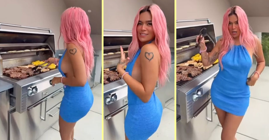 VIDEO | Karol G deslumbra a sus fans al realizar sensual baile mientras prepara un asado