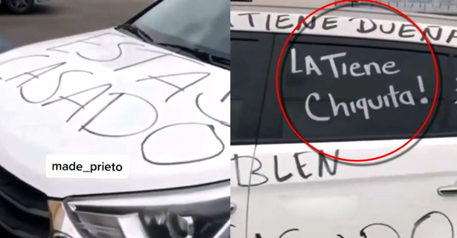 Mujer con problemas escribe improperios en el carro de su marido para marcar territorio