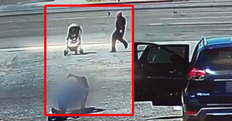 Aterrador | Mujer vive el susto de su vida al ver que el coche de su bebé se va sin control 