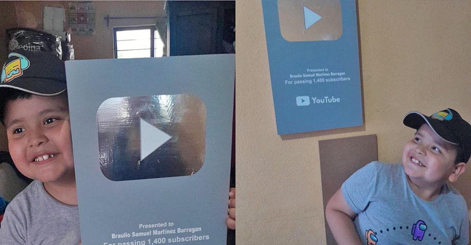 VIRAL | Aplauden a padre de familia que diseñó para su hijo una placa de You Tube por sobrepasar los 1,400 subscriptores