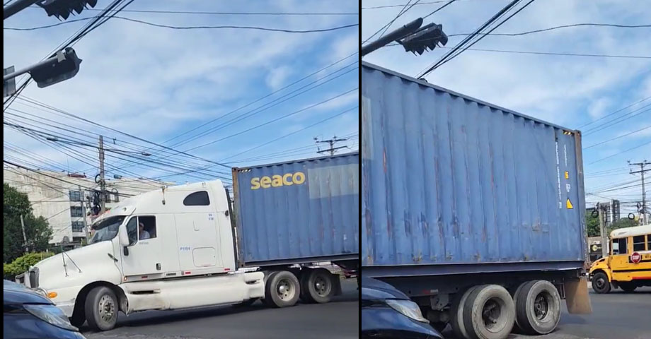 Denuncian a conductor de rastra que hizo giro indebido en San Salvador