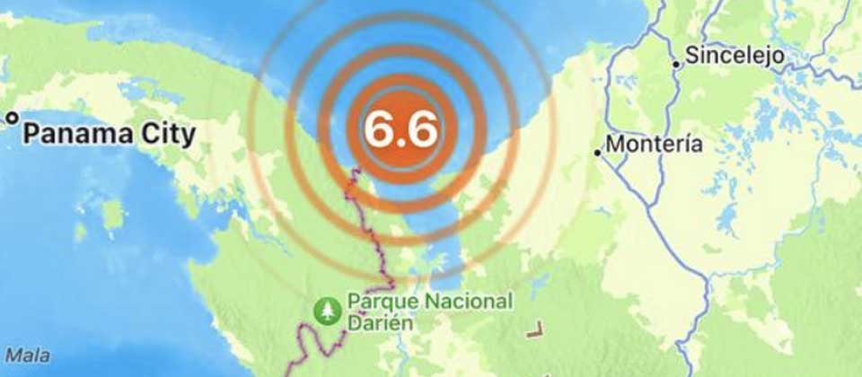 Sismo de magnitud 6,6 sacude frontera entre Colombia y Panamá