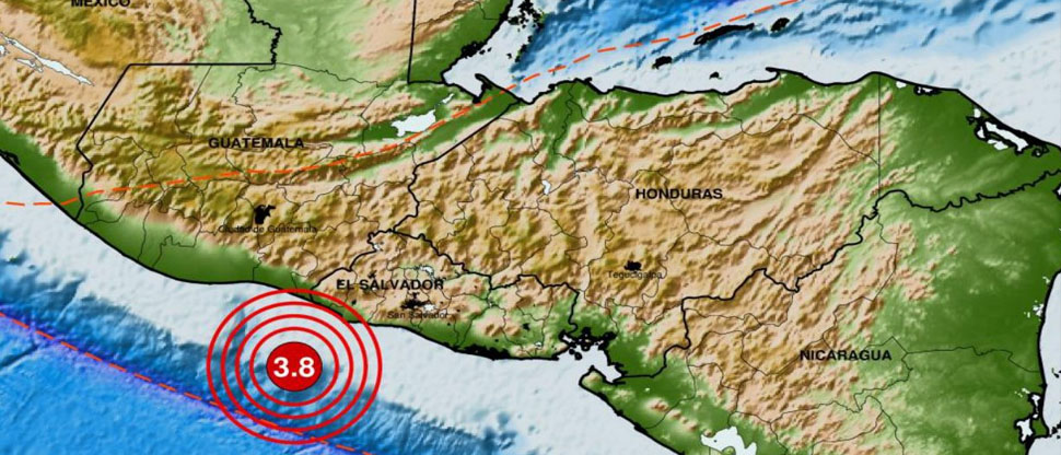 Sismo de 3.8 sacude parte del territorio salvadoreño, esta tarde de domingo