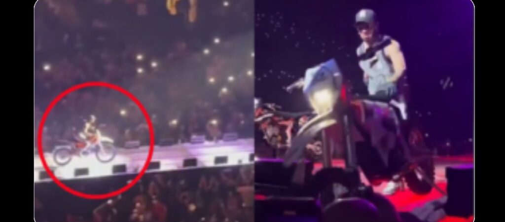 Anuel AA entra con una moto al escenario y no la pudo controlar: La dejó caer sobre el público (VIDEO)