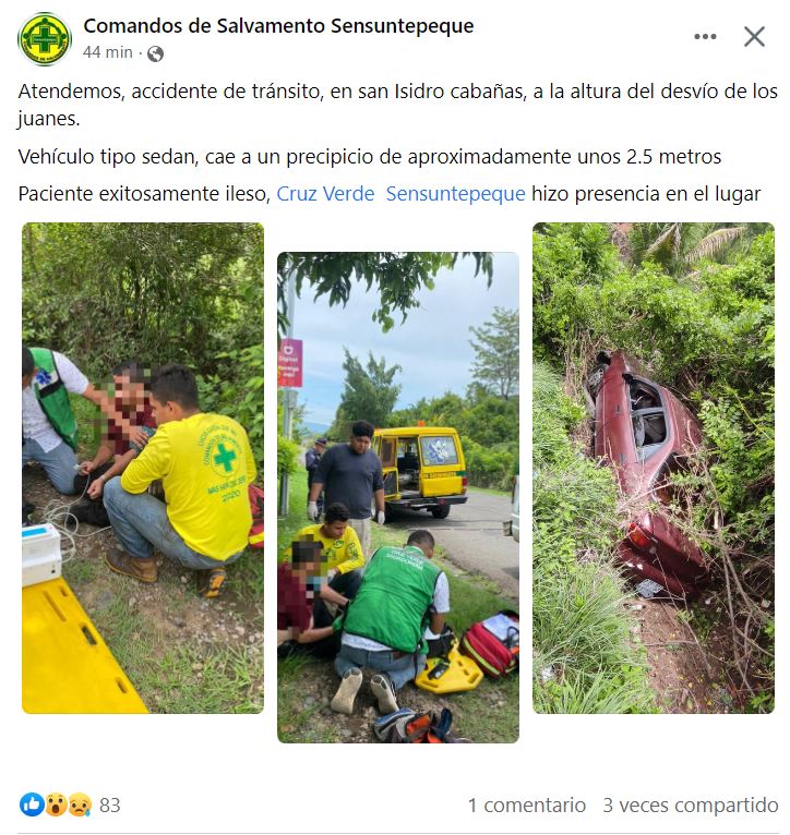 Conductor se salva de milagro tras accidentarse y caer en un barranco ...