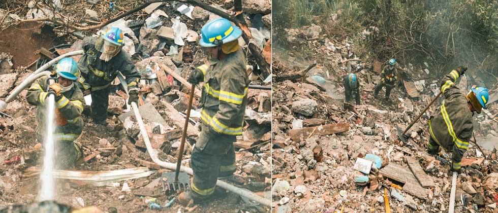 Bomberos sofocan incendio en basurero con abundante maleza seca en Soyapango