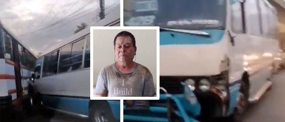 Capturan a busero que chocó contra microbús por ir disputándose la vía