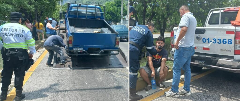 Conductor ebrio causa un accidente esta tarde en autopista a Comalapa