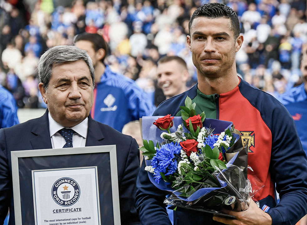 Cristiano Ronaldo recibe Récord Guinness tras alcanzar 200 partidos con su selección