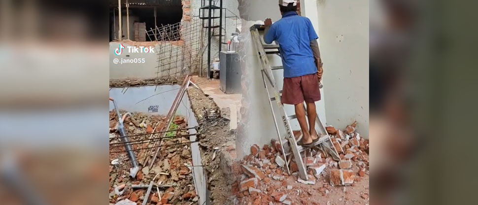Después de una ruptura amorosa, hombre destruye la casa que construyó en terreno de sus suegros