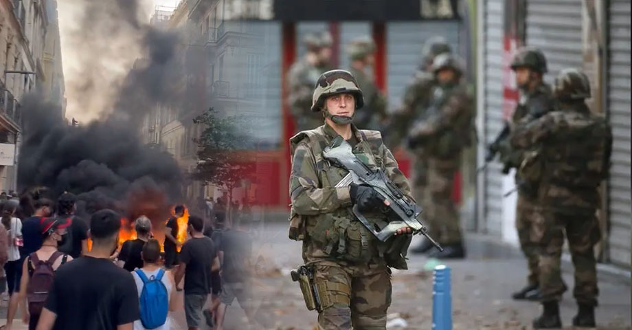 Para reprimir protestas contra el gobierno, Presidente Macron anuncia la movilización del ejército en toda Francia