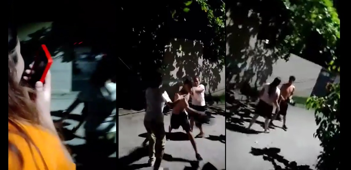 Graban a sujeto agresivo mientras agrede a dos mujeres y lesiona a otro hombre | VIDEO