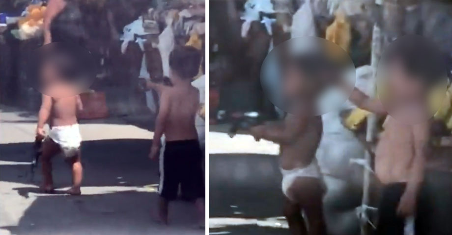 VIDEO | Captan a niños apuntando con pistolas de juguete a policías