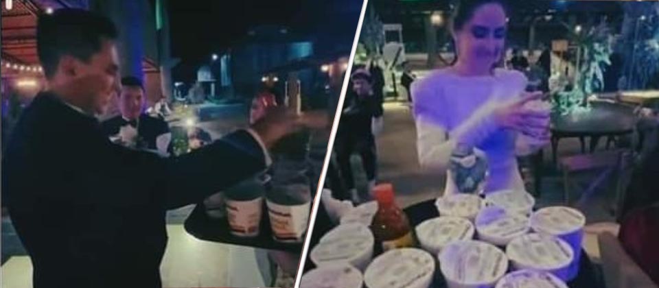 Viralizan imágenes en la que regalan sopa instantánea en una boda