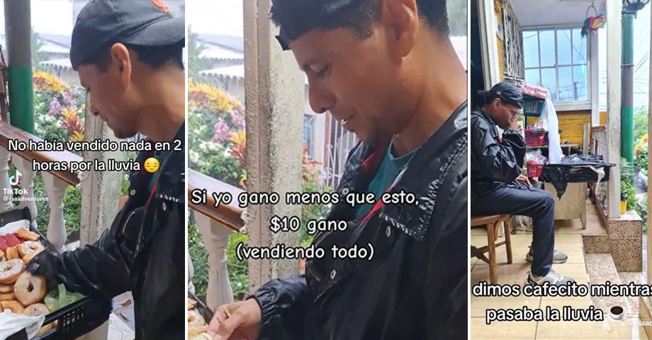 No había vendido nada por las lluvias, pero un ciudadano lo sorprendió