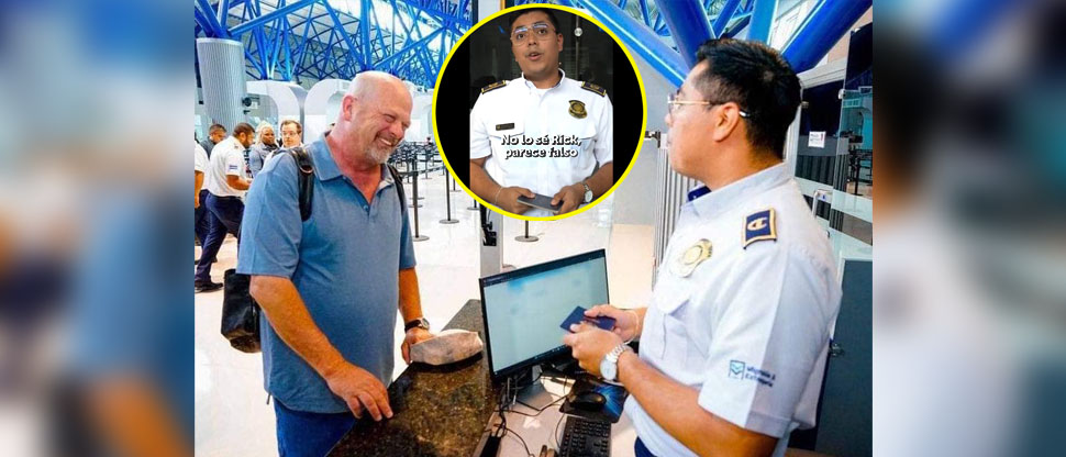 “Su pasaporte parece falso, pero no lo es”, así fue recibido Rick Harrison en el aeropuerto de El Salvador