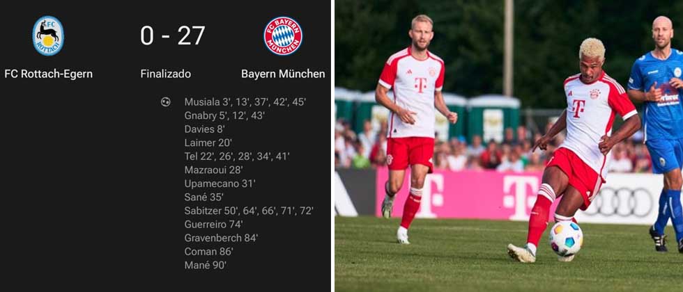 Bayern golea escandalosamente 27-0 en su partido amistoso de la temporada