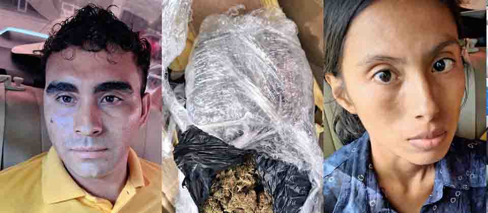 Detienen a hombre y mujer que transportaban droga valorada en $500