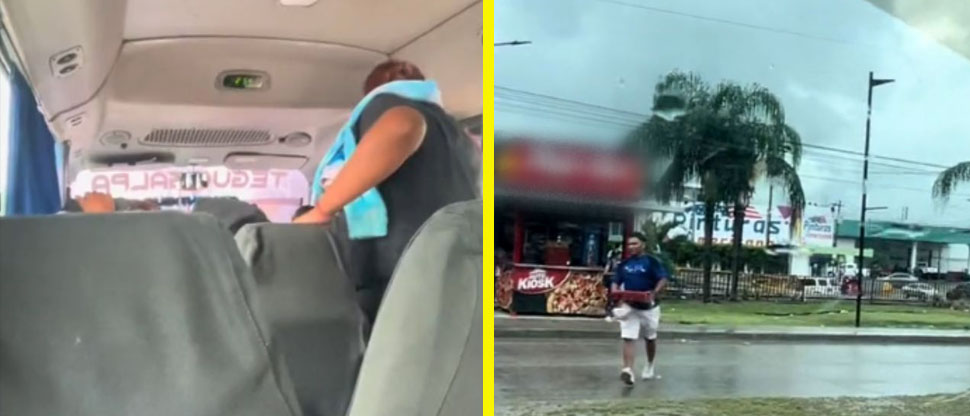 VIDEO: Microbusero deja varado a pasajeros por ir a comprar una pizza