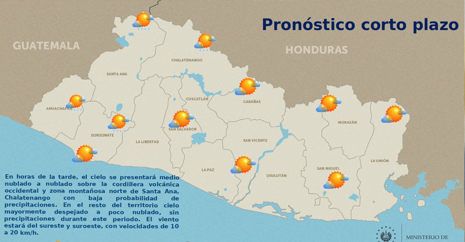 Se prevé cielo despejado y pocas probabilidades de lluvias para esta tarde
