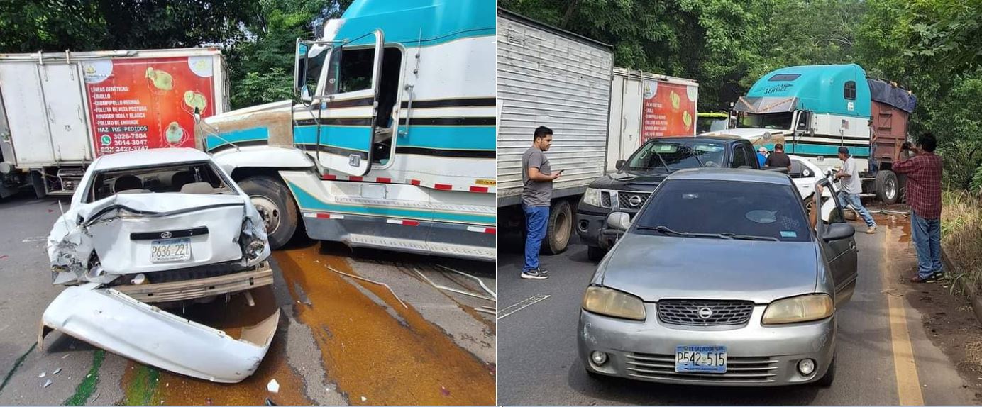 Se registra múltiple accidente en carretera a Sonsonate esta mañana